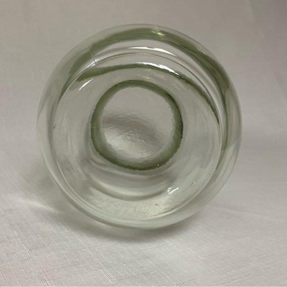 Hand blown Glass Green Tint Flower Vase Custom Crafted Artisan Home Decor Accent - Picture 5 of 10